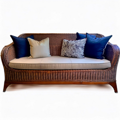 Classic Wicker Sofa with Cushions